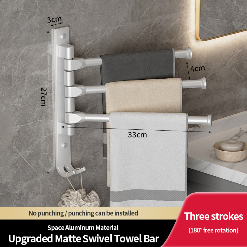 180 Degree Free Rotation 4 Tiers Towel Bar Bathroom Towel Rack