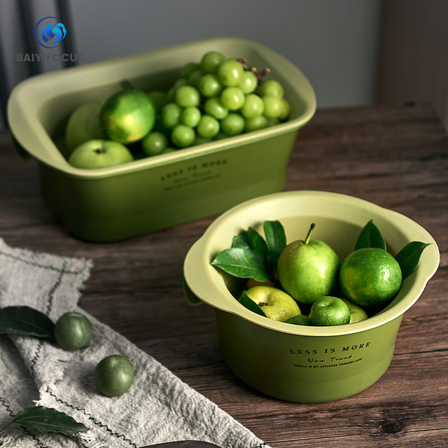 Hot selling two-tier drain basket household kitchen vegetable washing fruit storage sink drain basket