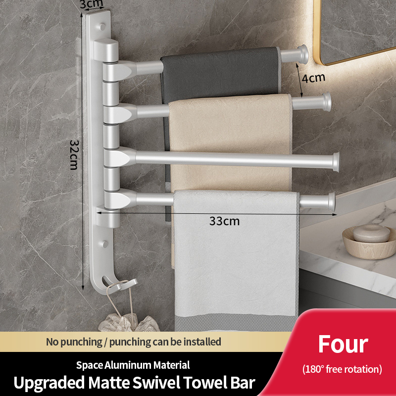 180 Degree Free Rotation 4 Tiers Towel Bar Bathroom Towel Rack
