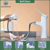 Bathroom faucet pull-out all copper white hot and cold water faucet wash face wash basin washbasin bathroom accessories