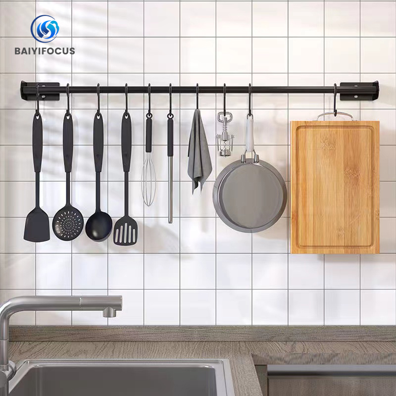 70cm Space Aluminum 10 Hooks Bathroom Towel Rack Kitchen Hooks