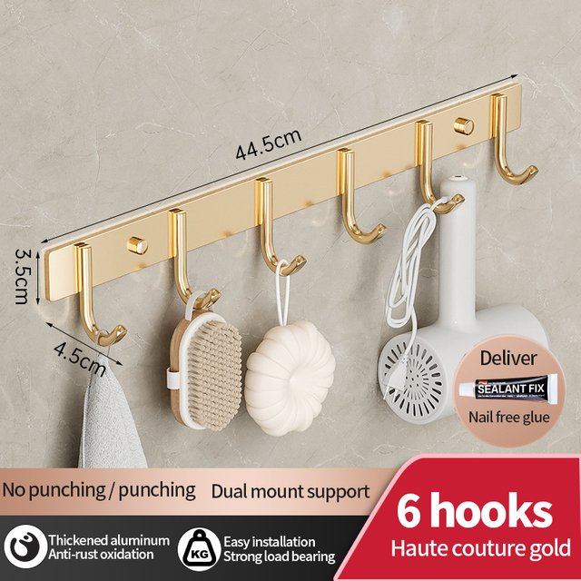Decorative Hanging Hook Wall Mounted Clothes Hanger coat Hook Rail Coat Rack Space Aluminum Clothe wall hook