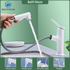 Bathroom faucet pull-out all copper white hot and cold water faucet wash face wash basin washbasin bathroom accessories