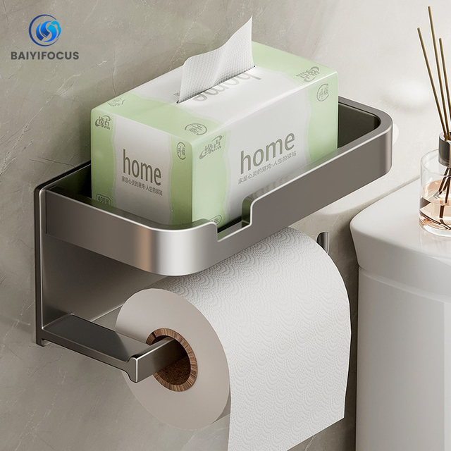 Toilet Paper Roll Tissue Tray Holder Space Aluminum Bathroom Tissue Holder Bathroom Accessories