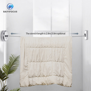 Household Stainless Steel Punch-free Wire Rope Clothes Drying Indoor Outdoor Retractable Clothesline
