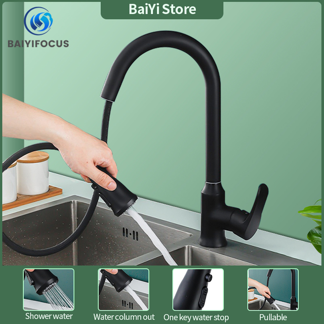Kitchen faucet pull hot and cold all copper with swivel hole sink faucet pull