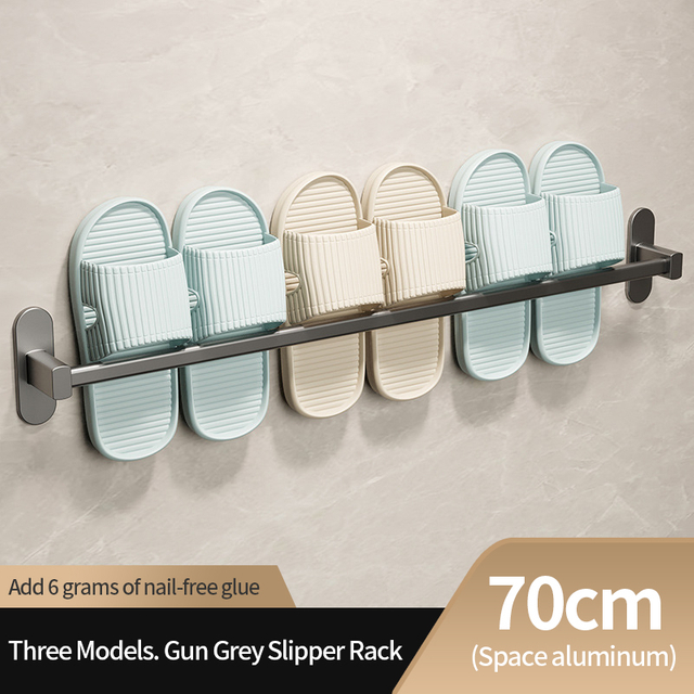 70cm wall-mounted non-punching creative rack door rear shoe storage artifact bathroom slippers rack