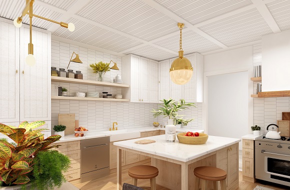 What are the benefits of installing shelving in the kitchen? 