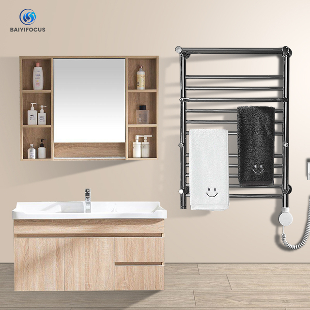Waterproof Towel Warmer Wall Mounted Electric Hot Water Towel Rack with Thermostat
