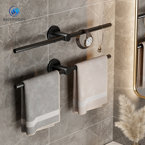 Round Rod Bathroom Accessories High Quality Swivel Towel Rack Double Adjustable Towel Rod