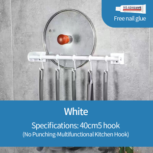 40cm Space Aluminum 5 Hooks Bathroom Towel Rack Kitchen Hooks