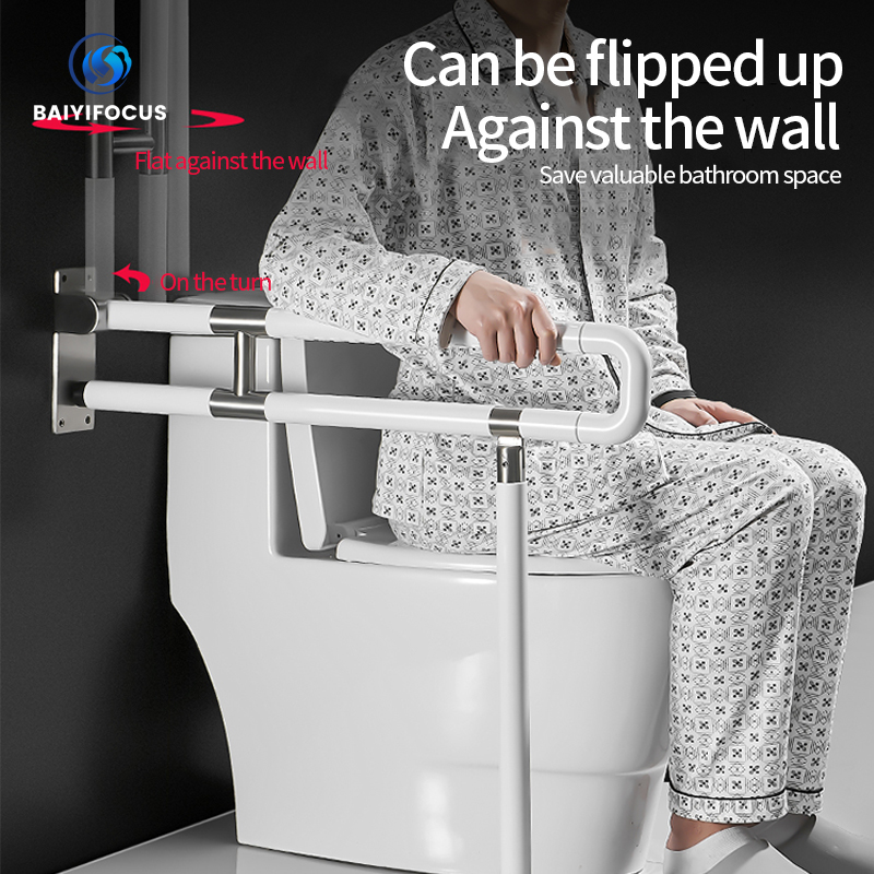 Wall-mounted barrier-free folding seat armrest toilet bathtub armrest