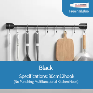 80cm Space Aluminum 12 Hooks Bathroom Towel Rack Kitchen Hooks
