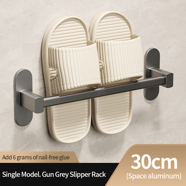 30cm wall-mounted non-punching creative rack door rear shoe storage artifact bathroom slippers rack