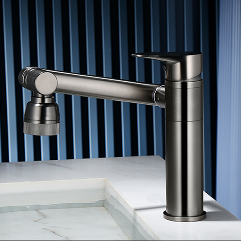 Bathroom faucet full copper hot and cold gun gray rotating universal faucet basin washbasin mechanical arm ABS nozzle