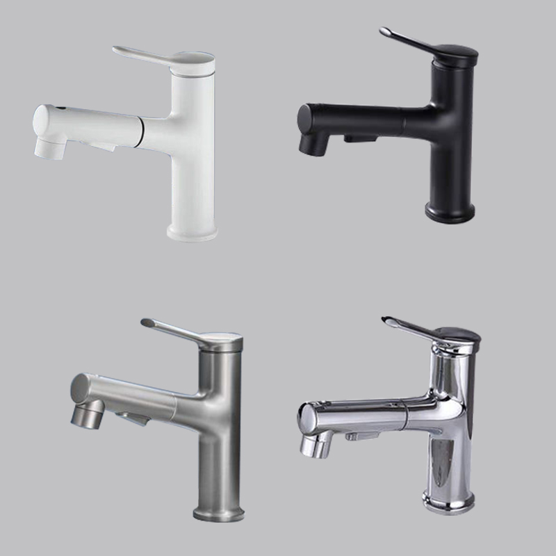 Bathroom faucet pull-out all copper white hot and cold water faucet wash face wash basin washbasin bathroom accessories