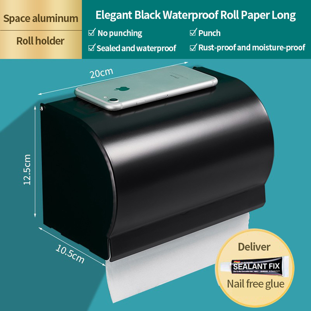 High Quality Best Price Aluminum Wall-mounted Punch Water Proof Paper holder Tissue dispenser box For Bathroom