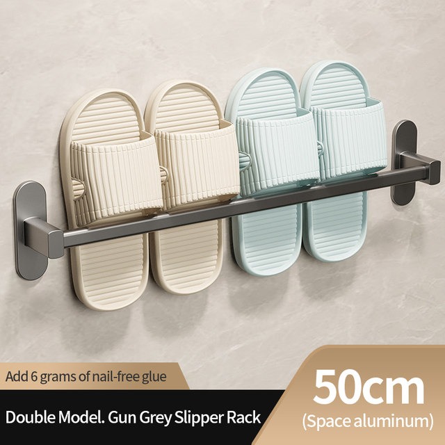 50cm wall-mounted non-punching creative rack door rear shoe storage artifact bathroom slippers rack