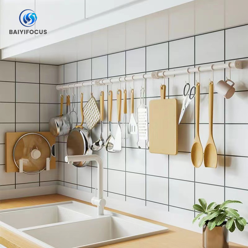 50cm Space Aluminum 6 Hooks Bathroom Towel Rack Kitchen Hooks