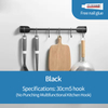 30cm Space Aluminum 5 Hooks Bathroom Towel Rack Kitchen Hooks