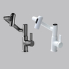 Bathroom Gun Gray White Digital Display Hot and Cold Basin Faucet Mechanical Lifting and Rotating Shampoo and Mouthwash